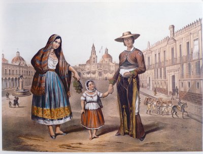 Meksikalı aile Plaza Santo Domingo, Mexico City, 1840 dolaylarında by German School