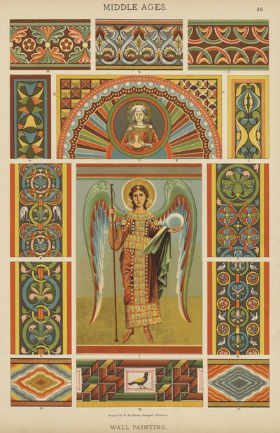 Orta Çağ, Duvar Resmi (renkli taş) by German School