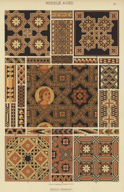 Orta Çağ, Ahşap Mozaik (renkli taş) by German School
