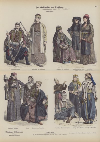Orta Doğu kostümleri (renkli gravür) by German School