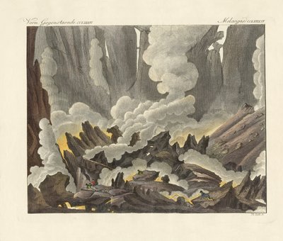 Sicilya Etna Dağı (renkli gravür) by German School