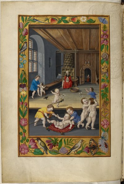 Ms Harley 3469, f.31v Bir odada oynayan çocuklar, Salomon Trismosin