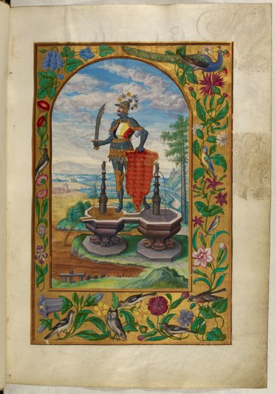 Ms Harley 3469, f.7 Fıskiyeler üzerinde duran şövalye, İkinci İnceleme, Salomon Trismosin