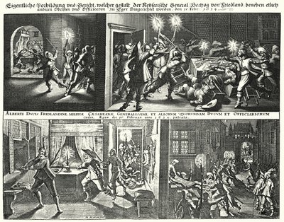 Albrecht von Wallenstein ve destekçilerinin öldürülmesi by German School