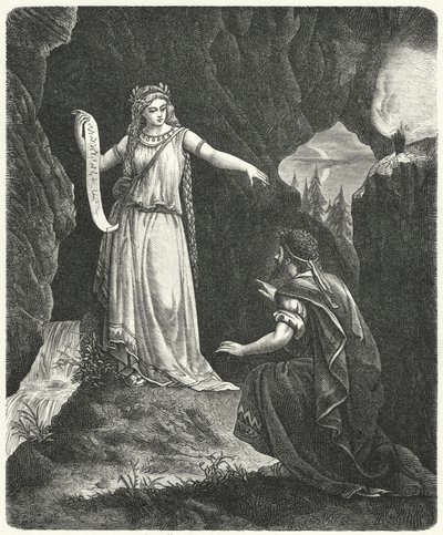 Su perisi Egeria ile Numa Pompilius (gravür) by German School