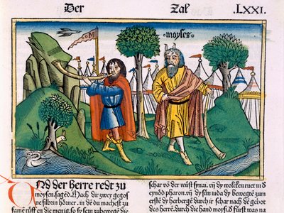 Sayı 2 Nürnberg İncilinden (Biblia Sacra Germanaica) İsraillilerin kamp atamaları (renkli gravür) by German School