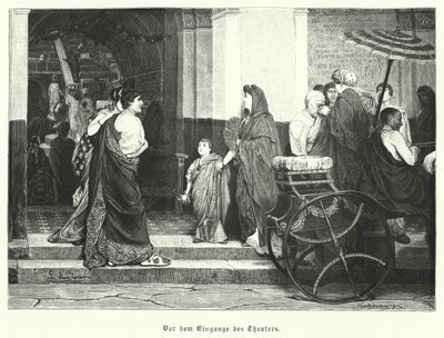 Bir Roma tiyatrosunun girişinin dışında (gravür) by German School