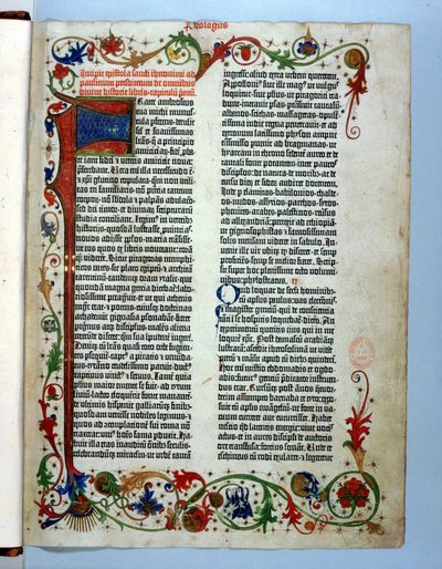 Gutenberg İncilinden bir sayfa, Mainz, c.1455 by German School