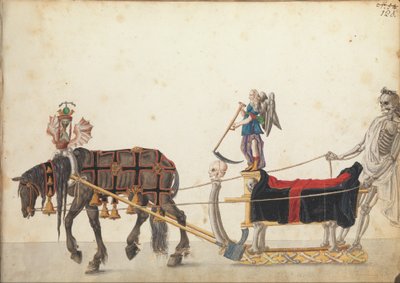 Geçit töreninde yarışma kızağı, c.1640 (kalem ve mürekkep, sulu boya ve yıkama) by German School