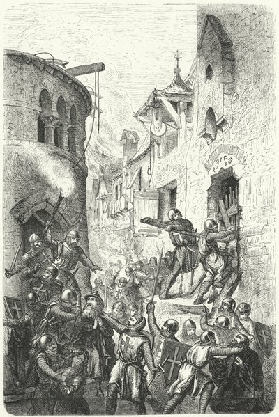Haçlı Seferleri sırasında Yahudilere yapılan zulüm (gravür) by German School