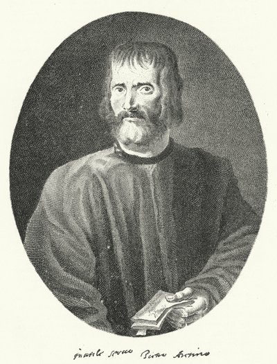 Pietro Aretino, İtalyan şair ve yazar (gravür) by German School