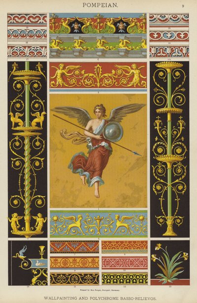 Pompeian, Duvar Resmi ve Polychrome Basso-Relievo (renkli lito) by German School