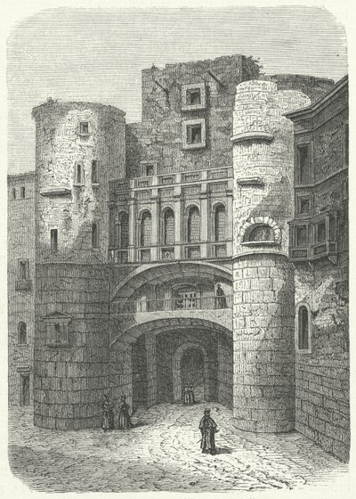 Praetoria Kapısı ve Placa Nova, Barselona (gravür) by German School
