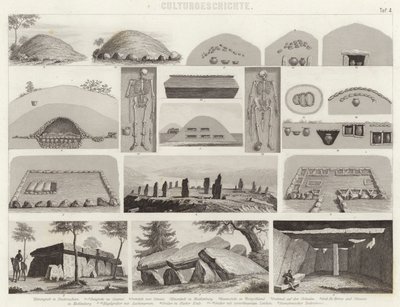 Tarih öncesi mezar odaları. Bilder-Atlas için İllüstrasyon (gravür) by German School