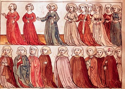 Bohem kadınlarının alayı. Ulrich Richental (1360-1437) 1438