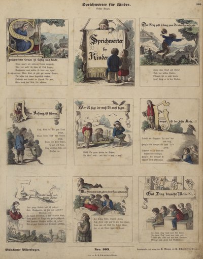 Çocuklar için atasözleri (renkli gravür) by German School