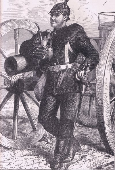 Prusyalı topçu, Cassells History of the War Fransa ve Almanya arasındaki Cassell and Company Limited tarafından yayınlandı, c.1890 (litho) by German School