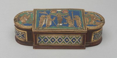Pyx, c.1170-1180 (yaldızlı bakır, champlevé ve emaye işi emaye, ahşap çekirdek (modern)) by German School