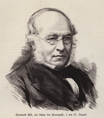Rowland Hill, posta hizmetinin İngiliz reformcusu ve posta pulunun mucidi (gravür) by German School