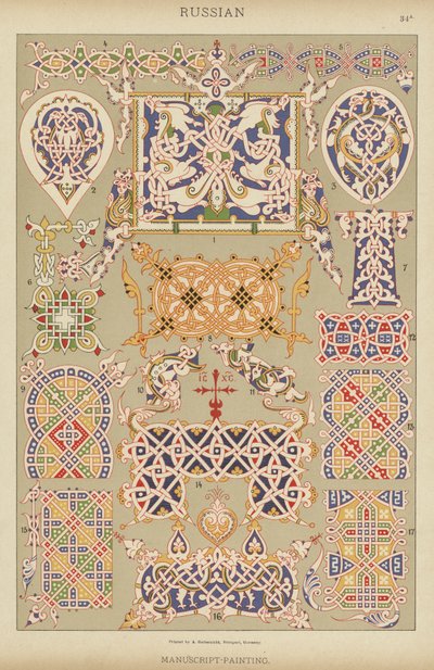 Rusça, El Yazması-Resim (renkli taş) by German School