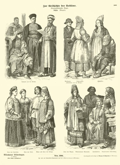 19. yüzyılın sonlarında Rus kostümleri by German School