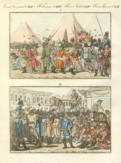 Rusların etnik şenlikleri (renkli gravür) by German School