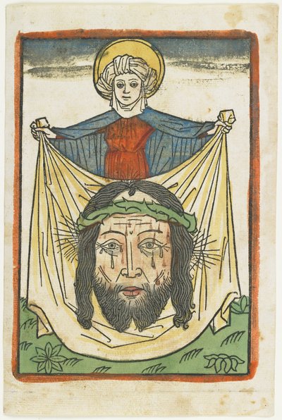 Sudarium ile Aziz Veronica, c.1475 (el boyaması gravür) by German School