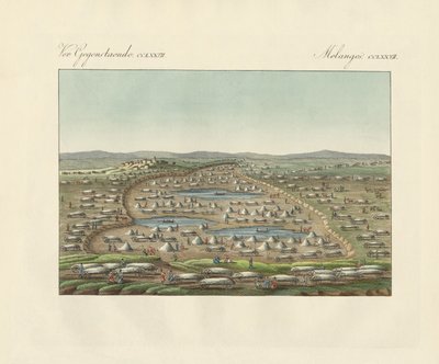 Tuz gölleri ve tuz alanları (renkli gravür) by German School