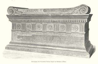 Romalı asker ve konsolos Lucius Cornelius Scipio Barbatus'un Vatikan'daki lahiti, Roma (gravür) by German School