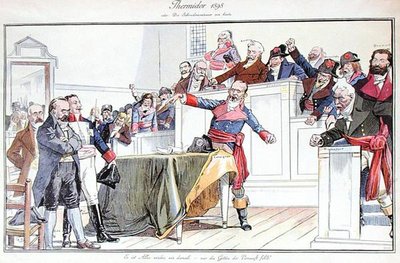 Dreyfus Olayını devrimci bir dava olarak tasvir eden hiciv karikatürü by German School