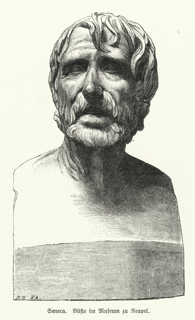 Seneca the Younger, Romalı filozof, devlet adamı ve oyun yazarı (lito) by German School