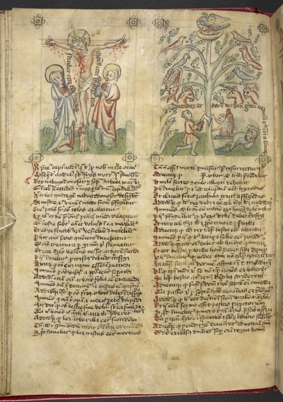 Sloane 361, f.26v Nebukadnezar rüyasında bir ağaç görür; Çarmıha Gerilme, 