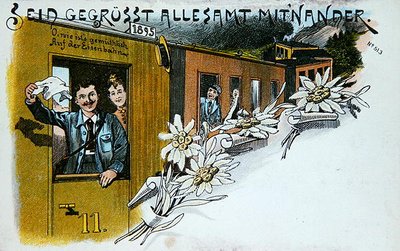 Hatıralık Tebrik kartpostalı, c.1900 (renkli lito) by German School