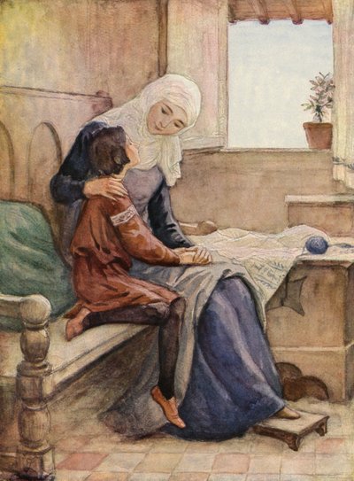 Aziz Francis ve annesi (renkli taş baskı) by German School