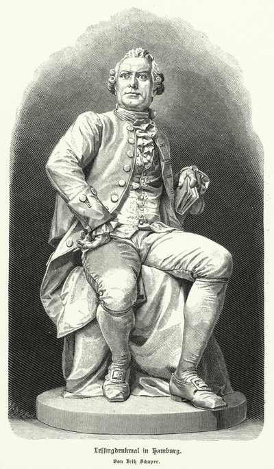 Alman oyun yazarı ve filozof Gotthold Ephraim Lessing'in Fritz Schaper tarafından Hamburg'daki heykeli (litto) by German School
