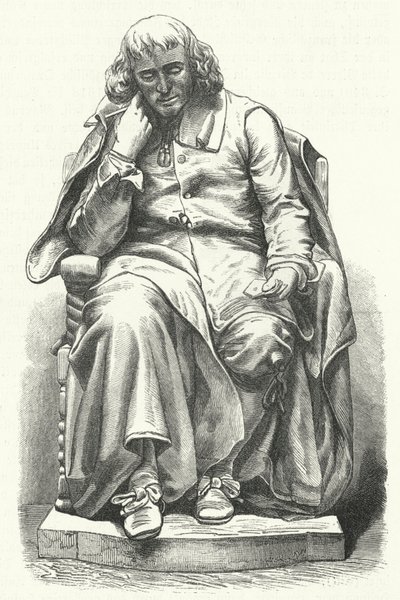 Hollandalı filozof Baruch Spinoza'nın Lahey'deki heykeli (gravür) by German School