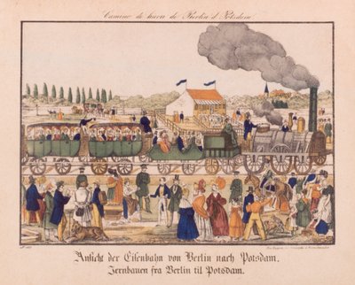 Berlin ve Potsdam arasındaki buharlı demiryolu, Neuruppiner Bilderbogen, c.1840 by German School