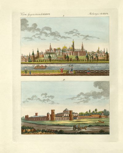 Rusya'daki garip binalar (renkli gravür) by German School