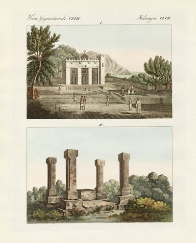Habeş dilinde garip anıtlar (renkli gravür) by German School