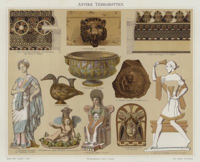 Pişmiş toprak antikalar (renkli taş) by German School