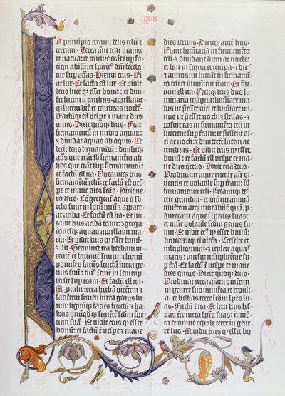 Gutenberg tarafından basılan 36 satırlık İncil (parşömen) by German School