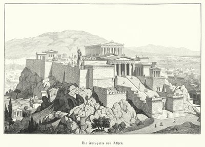 Atina Akropolisi, Antik Yunanistan (gravür) by German School