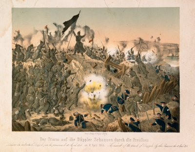 The Battle of Dybboel in the Second Schleswig War, 18 Nisan 1864, Verlag A. Felgner tarafından yayınlandı, Berlin, 1864 by German School