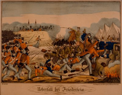 Birinci Schleswig Savaşı sırasında Fredericia Savaşı, 6 Temmuz 1849, Neuruppiner Bilderbogen, Oehmigke & Riemschneider tarafından yayınlandı, c.1850 by German School