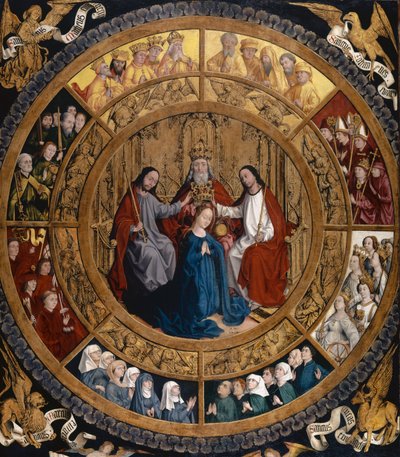 Melekler ve Azizlerle Çevrili Bakirenin Taç Giymesi, c.1470 by German School