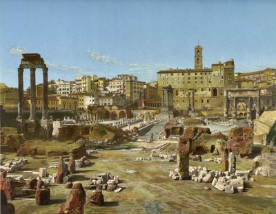 Forum, Roma (kromolitho) by German School
