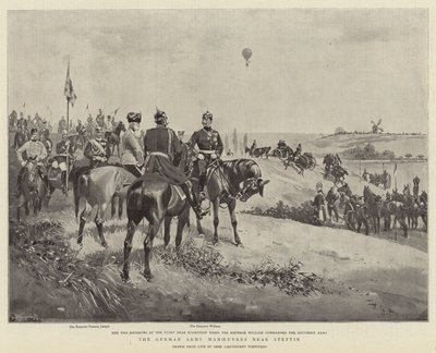 Stettin (litho) yakınlarındaki Alman Ordusu Manevraları by German School