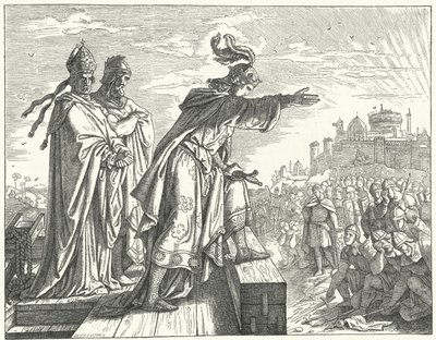 Kutsal Roma İmparatoru Otto III, Romalıları sadakatsizlikle suçluyor (gravür) by German School