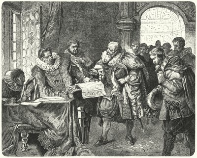 Kutsal Roma İmparatoru Rudolf II, Majesteleri Mektubunda Bohemyalı Protestanlara daha fazla din özgürlüğü veriyor by German School
