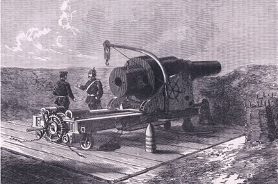 Krupp Gun, Cassells History of the War of Fransa ve Almanya arasındaki Cassell and Company Limited tarafından yayınlanmıştır, c.1890 (lito) by German School